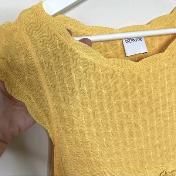 RED Valentino Flared knit dress in rich buttercup Size Large sheer feminine - Picture 4 of 11